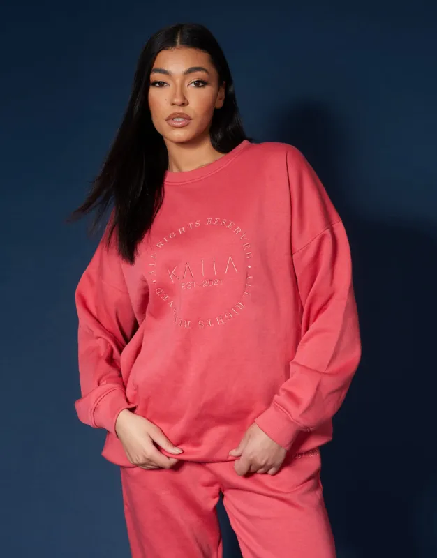 Tonal Embroidery Sweatshirt Coral sold by Public Desire