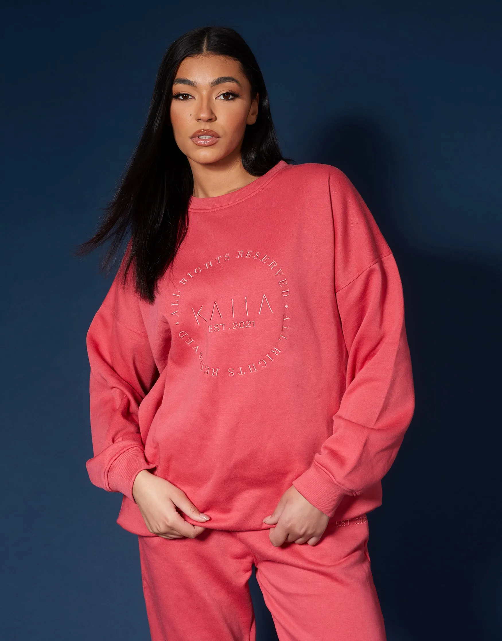 Tonal Embroidery Sweatshirt Coral sold by Public Desire