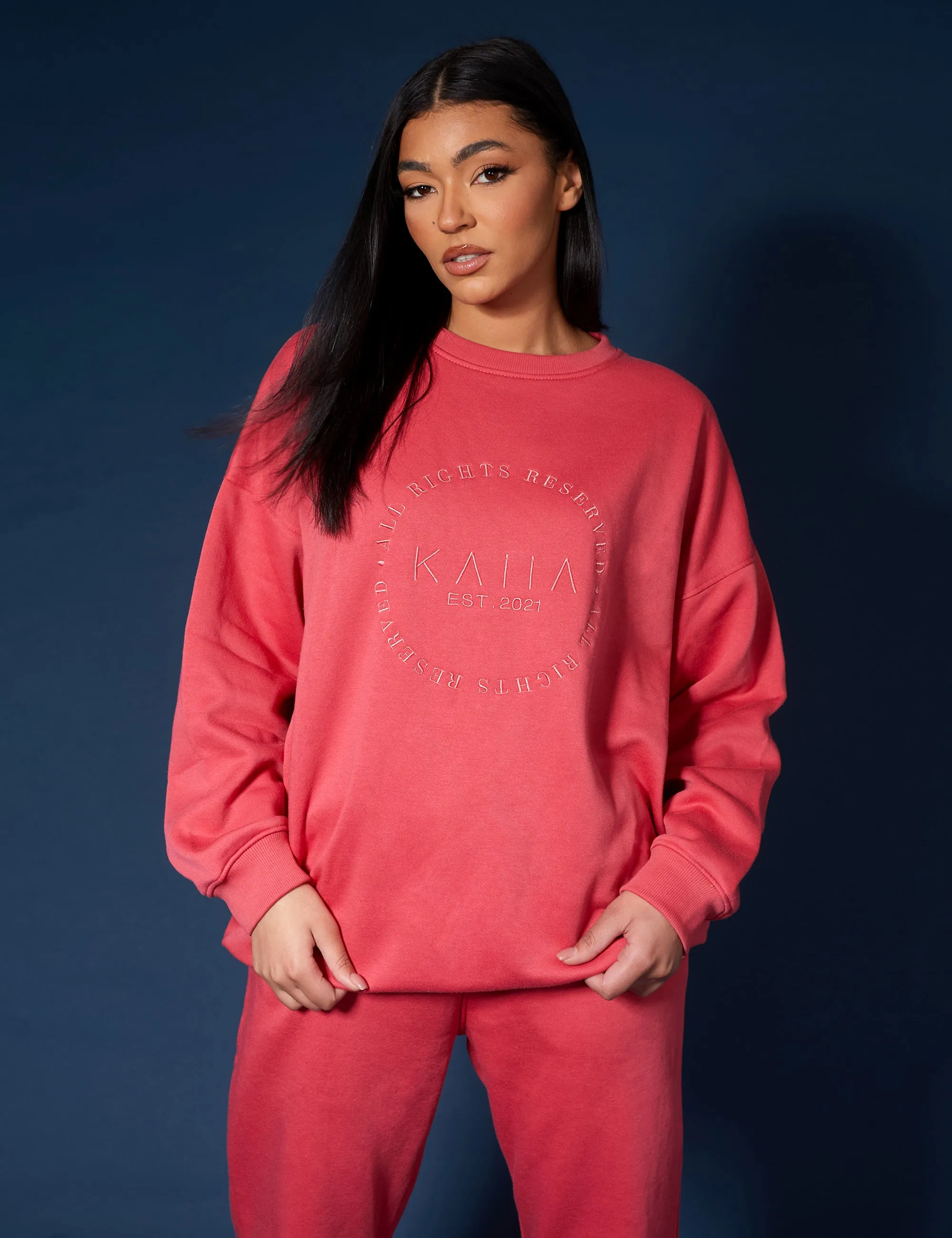 Tonal Embroidery Sweatshirt Coral sold by Public Desire product image thumbnail 2