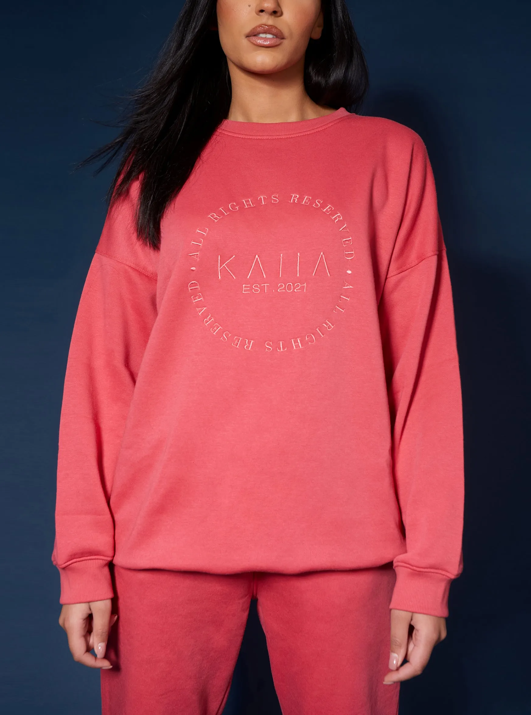 Tonal Embroidery Sweatshirt Coral sold by Public Desire product image thumbnail 3