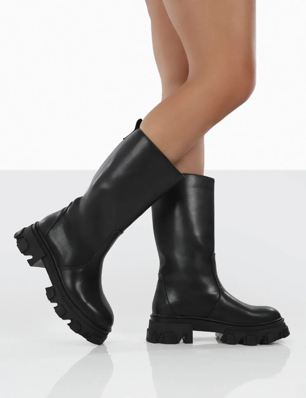 Jolie Black Pu Knee High Chunky Sole Long Boots sold by Public Desire product image thumbnail 4
