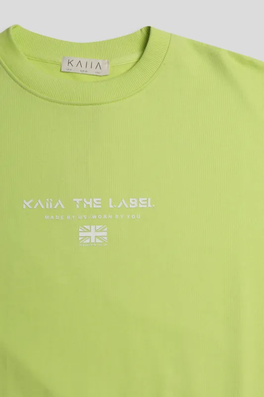 Graphic Oversized Sweatshirt Lime sold by Public Desire