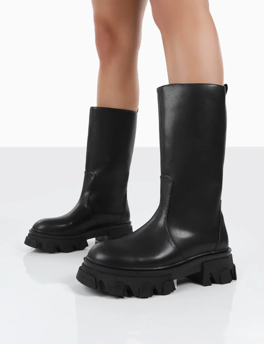 Jolie Black Pu Knee High Chunky Sole Long Boots sold by Public Desire product image thumbnail 3