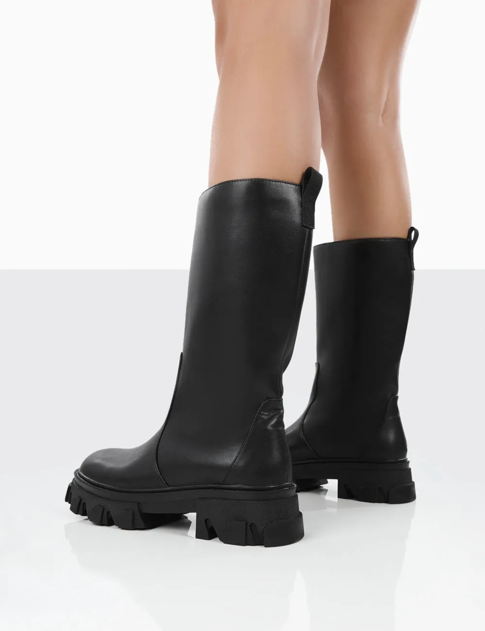 Jolie Black Pu Knee High Chunky Sole Long Boots sold by Public Desire product image thumbnail 2
