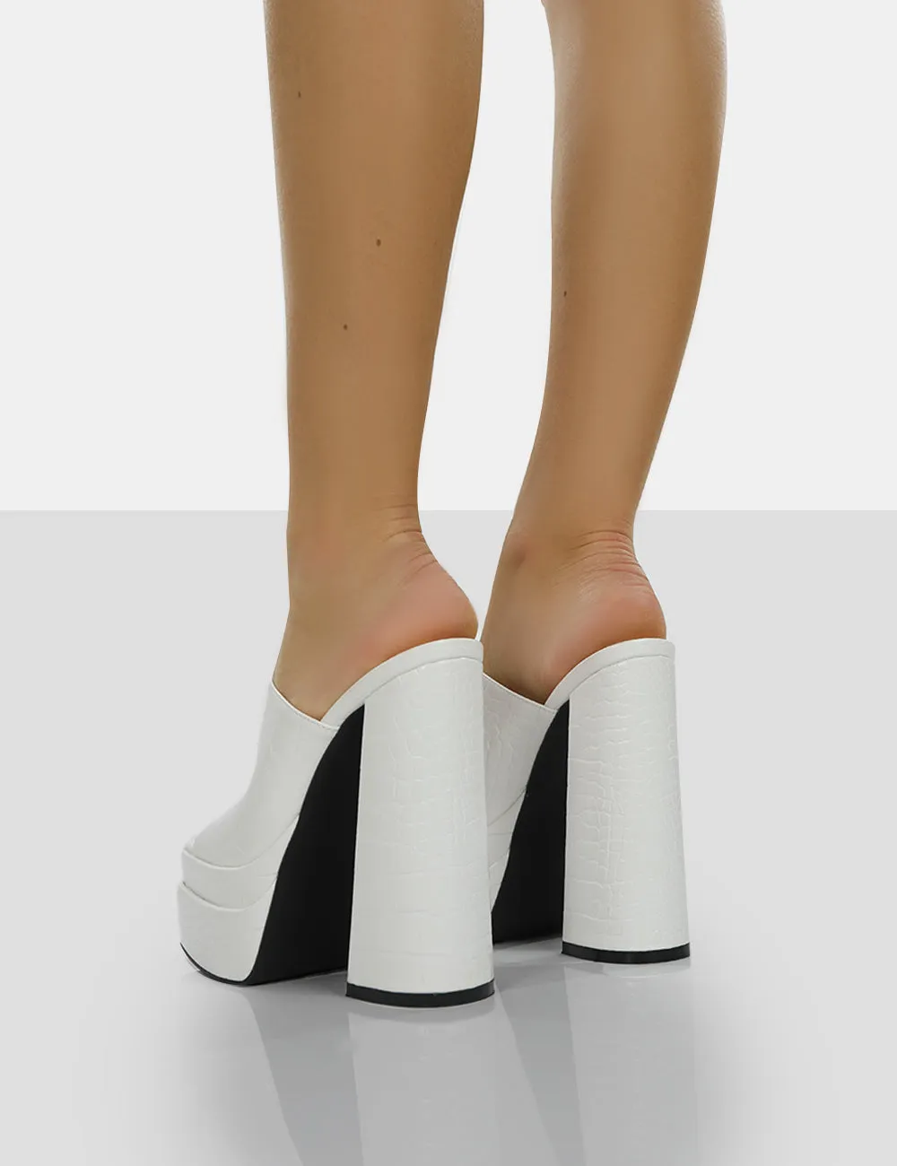 Sky High White Croc Chunky Platform High Heeled Mules sold by Public Desire product image thumbnail 4