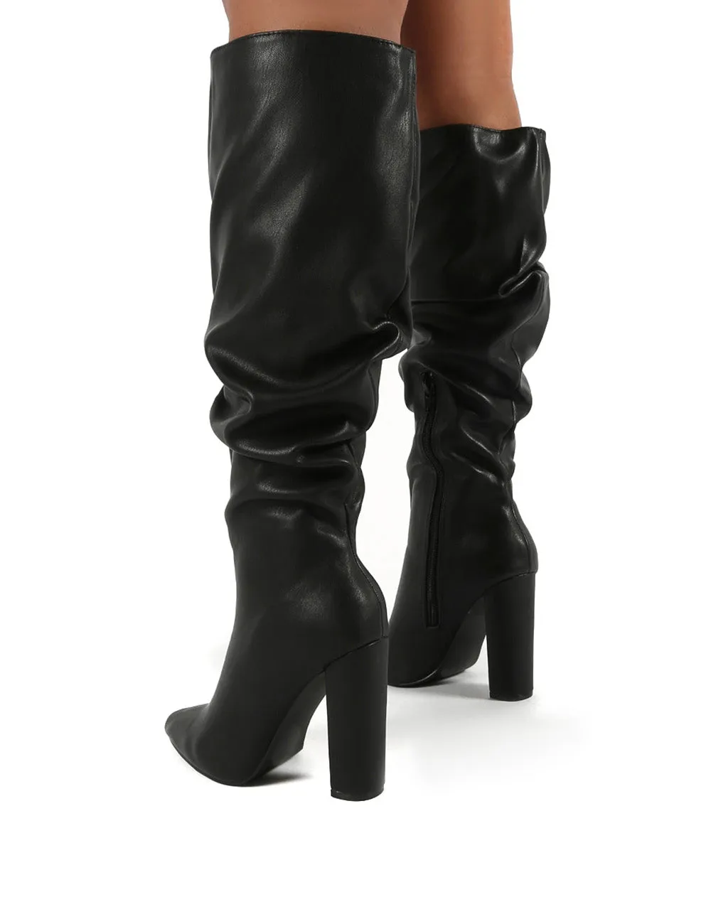 Yours Black Wide Fit PU Heeled Knee High Block Boots sold by Public Desire product image thumbnail 4