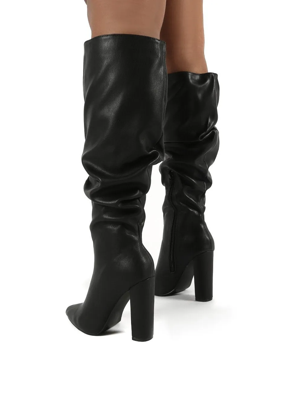 Yours Black Wide Fit PU Heeled Knee High Block Boots sold by Public Desire product image thumbnail 2
