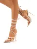 Carmen White and Clear Perspex Lace Up Stiletto High Heels sold by Public Desire