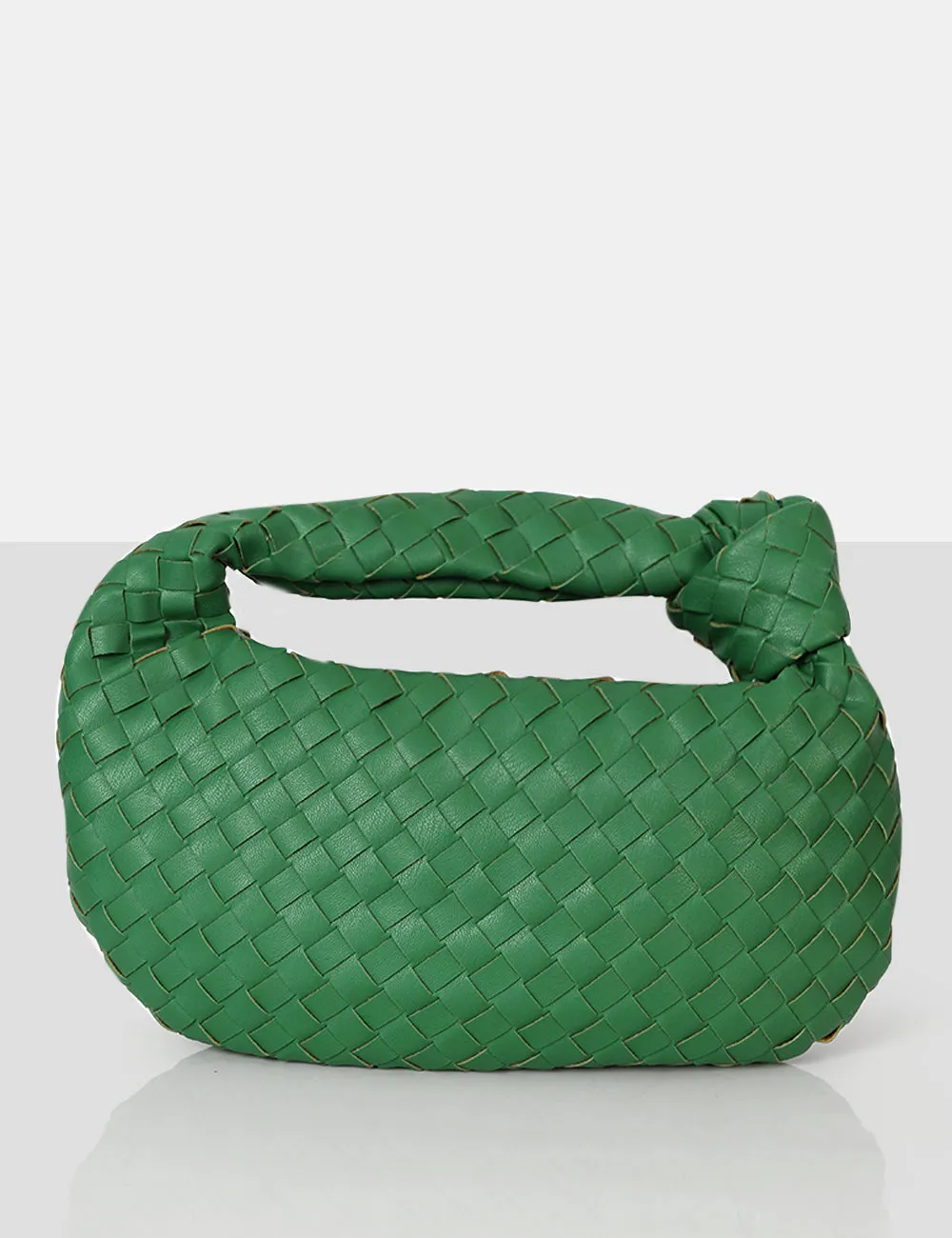 The Blame Green Woven PU Knot Detail Mini Grab Bag sold by Public Desire