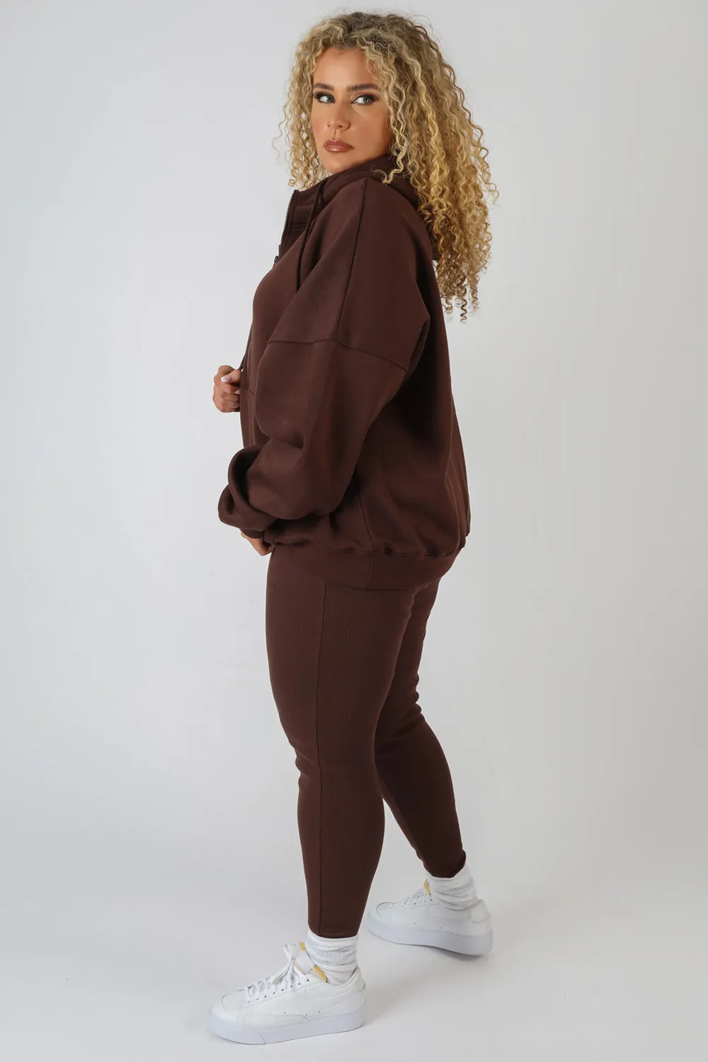 Curve Oversized Half Zip Pullover Hoody Chocolate sold by Public Desire product image thumbnail 2