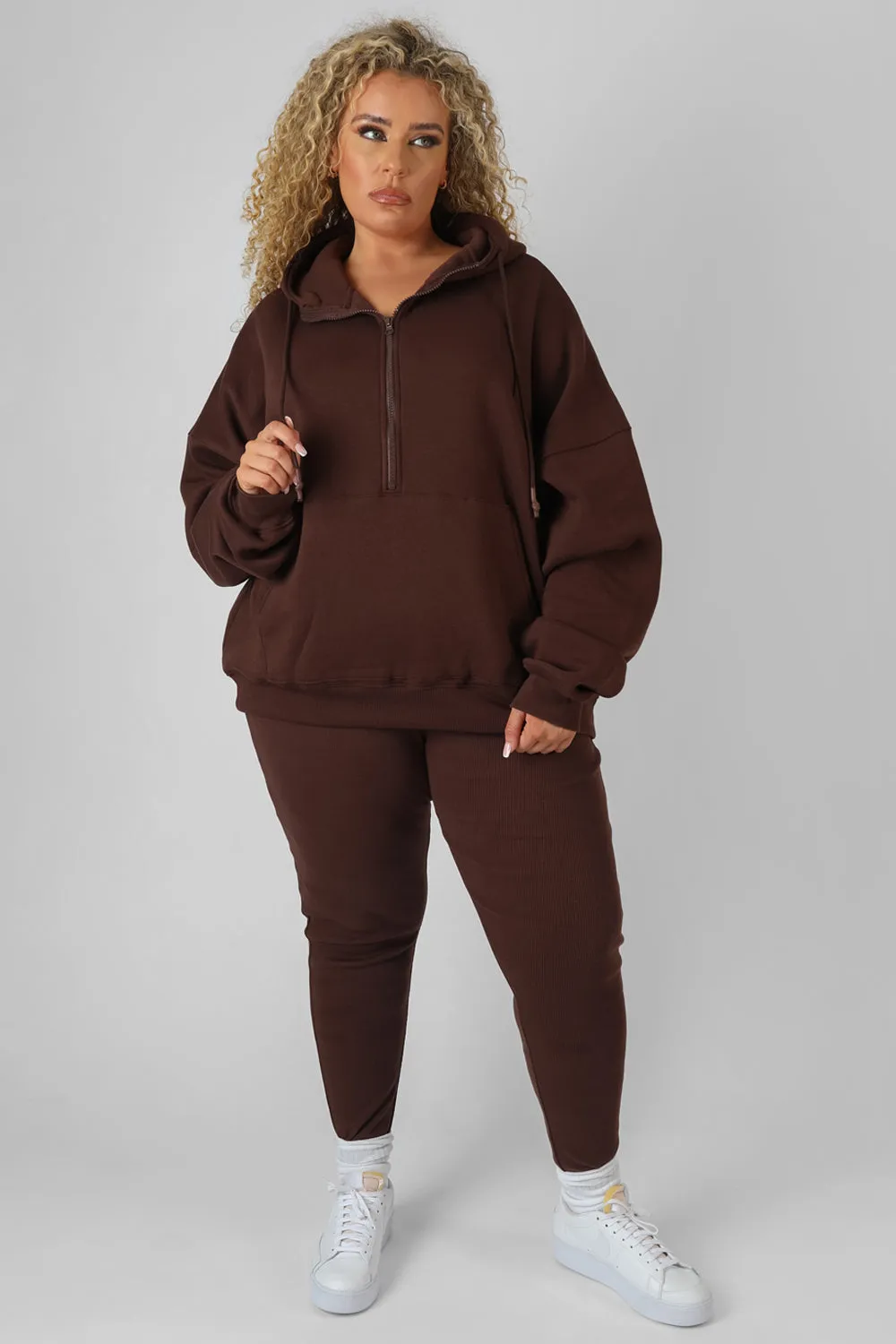 Curve Oversized Half Zip Pullover Hoody Chocolate sold by Public Desire product image thumbnail 3