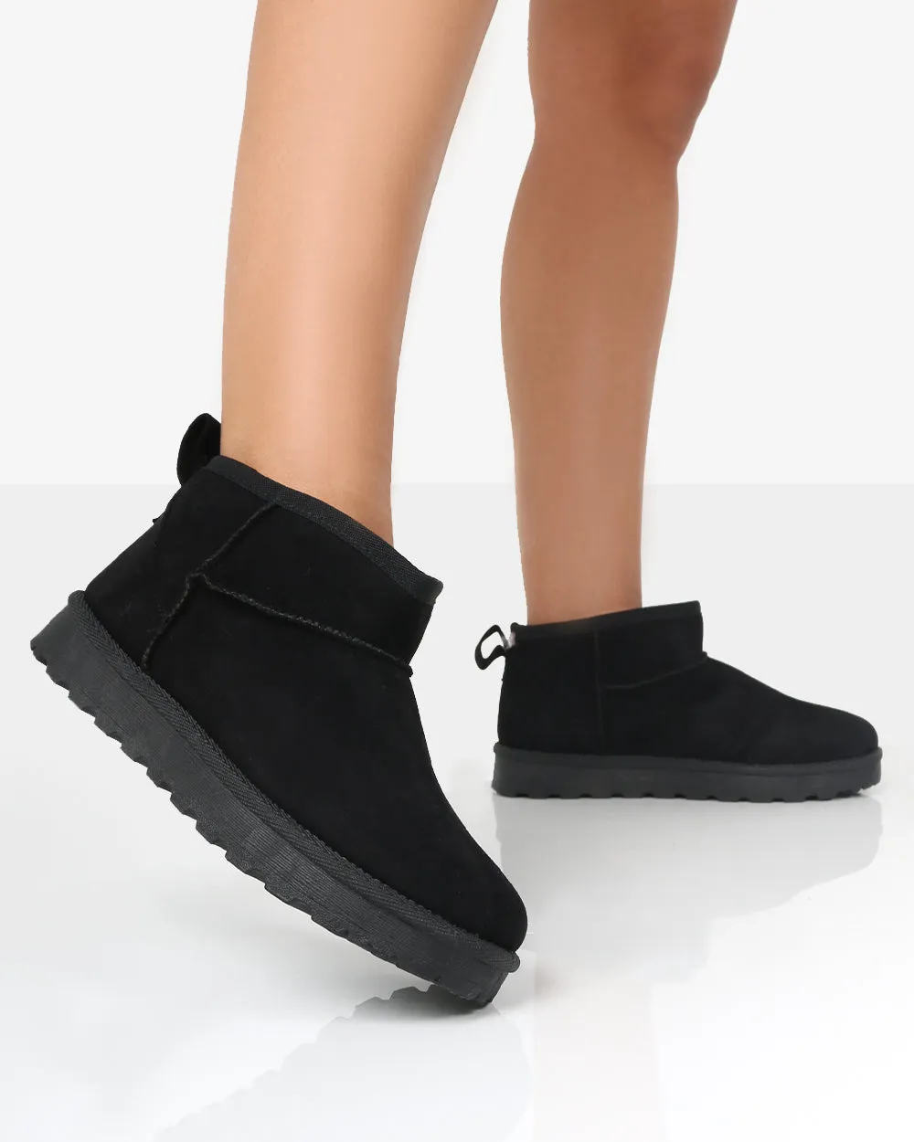 Flurry Black Faux Suede Ultra Mini Ankle Boots sold by Public Desire product image thumbnail 4
