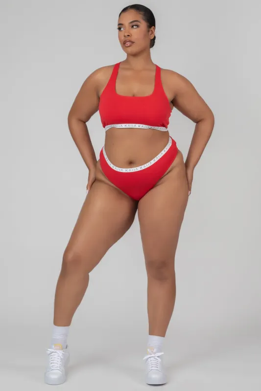 Curve Kaiia Elastic Highwaisted Brief Red sold by Public Desire