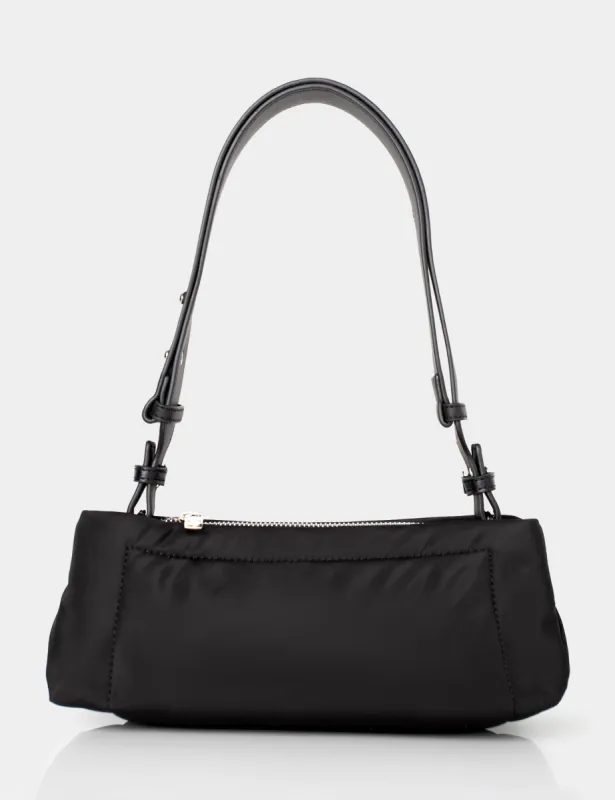 The Ludo Black Nylon Elongated Shoulder Bag made by Public Desire