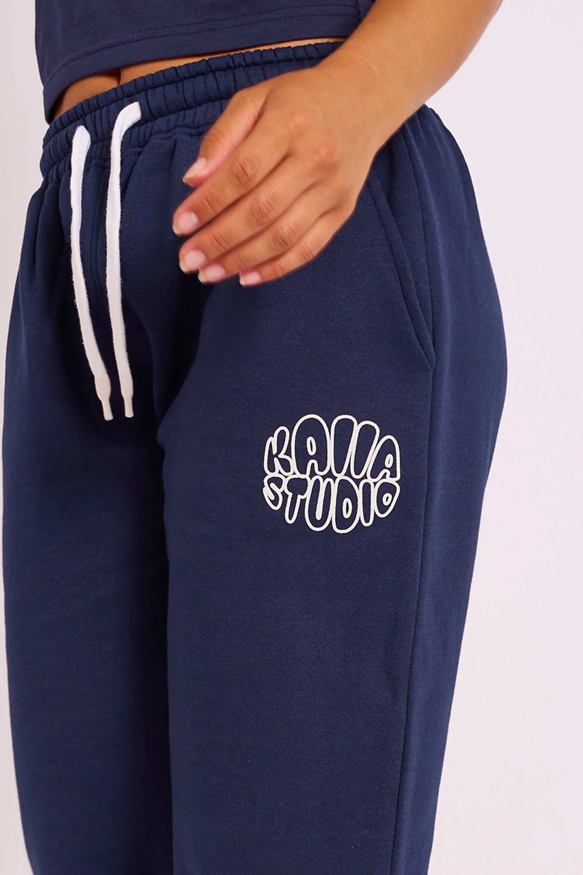 Kaiia Studio Bubble Logo Wide Leg Joggers Navy sold by Public Desire product image thumbnail 4