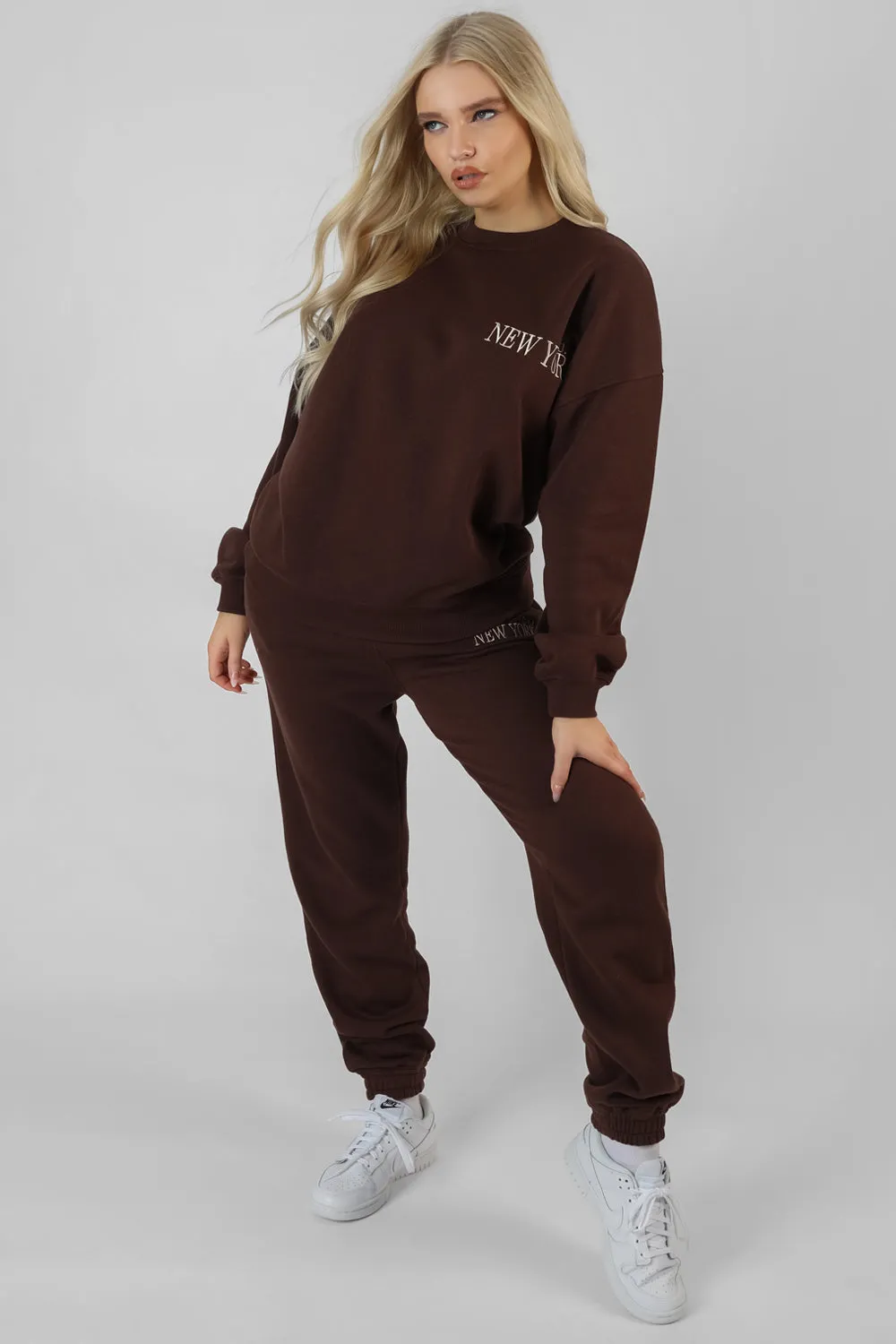 New York Oversized Sweatshirt Chocolate sold by Public Desire product image thumbnail 4