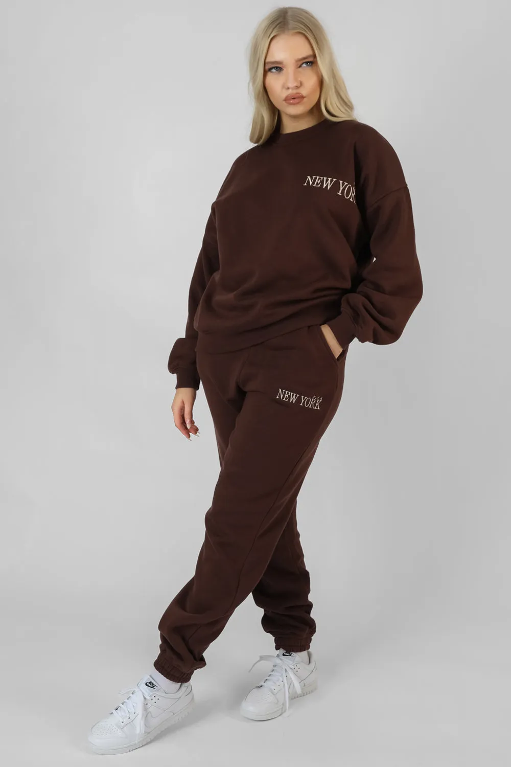 New York Oversized Sweatshirt Chocolate sold by Public Desire product image thumbnail 5