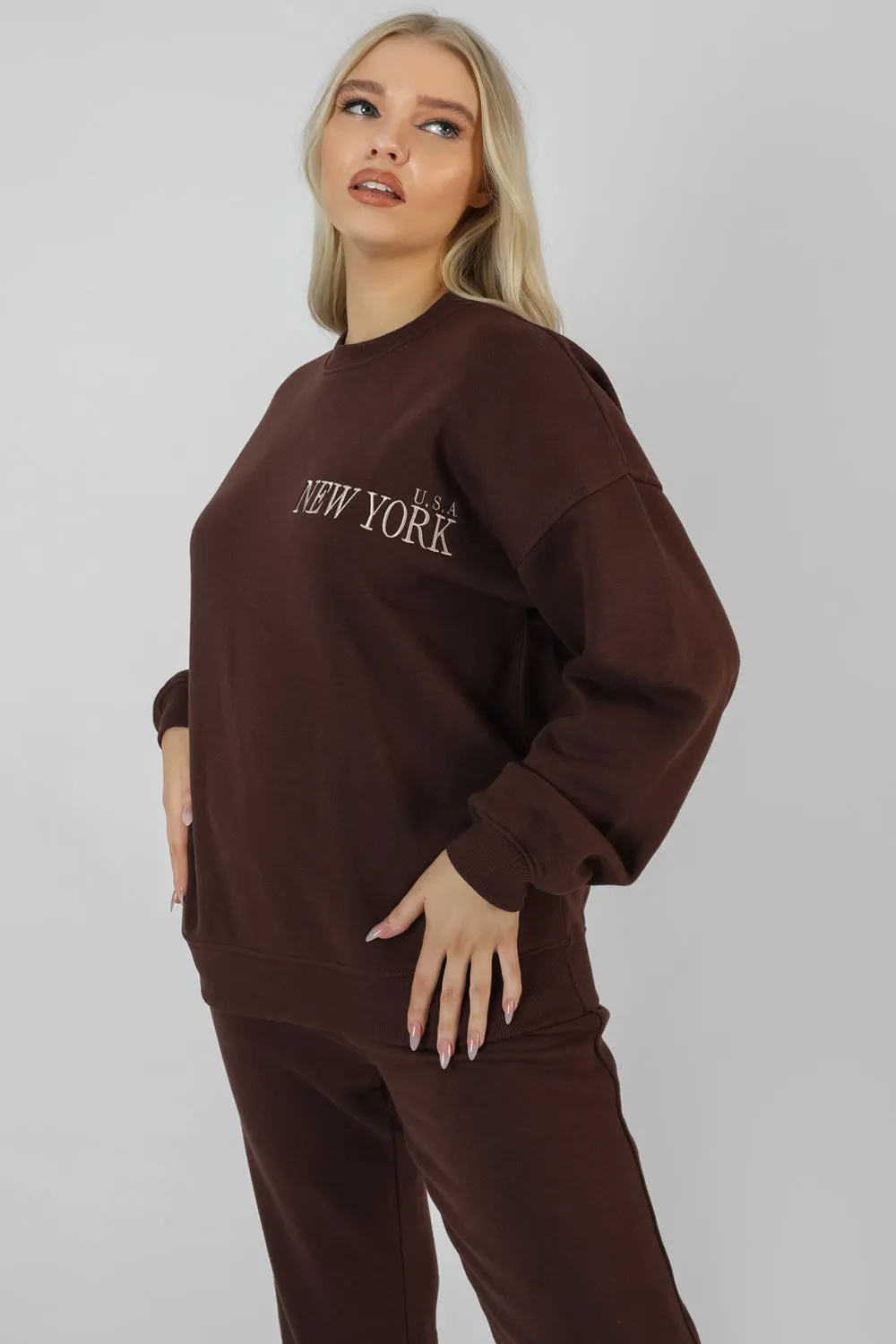 New York Oversized Sweatshirt Chocolate sold by Public Desire product image thumbnail 3