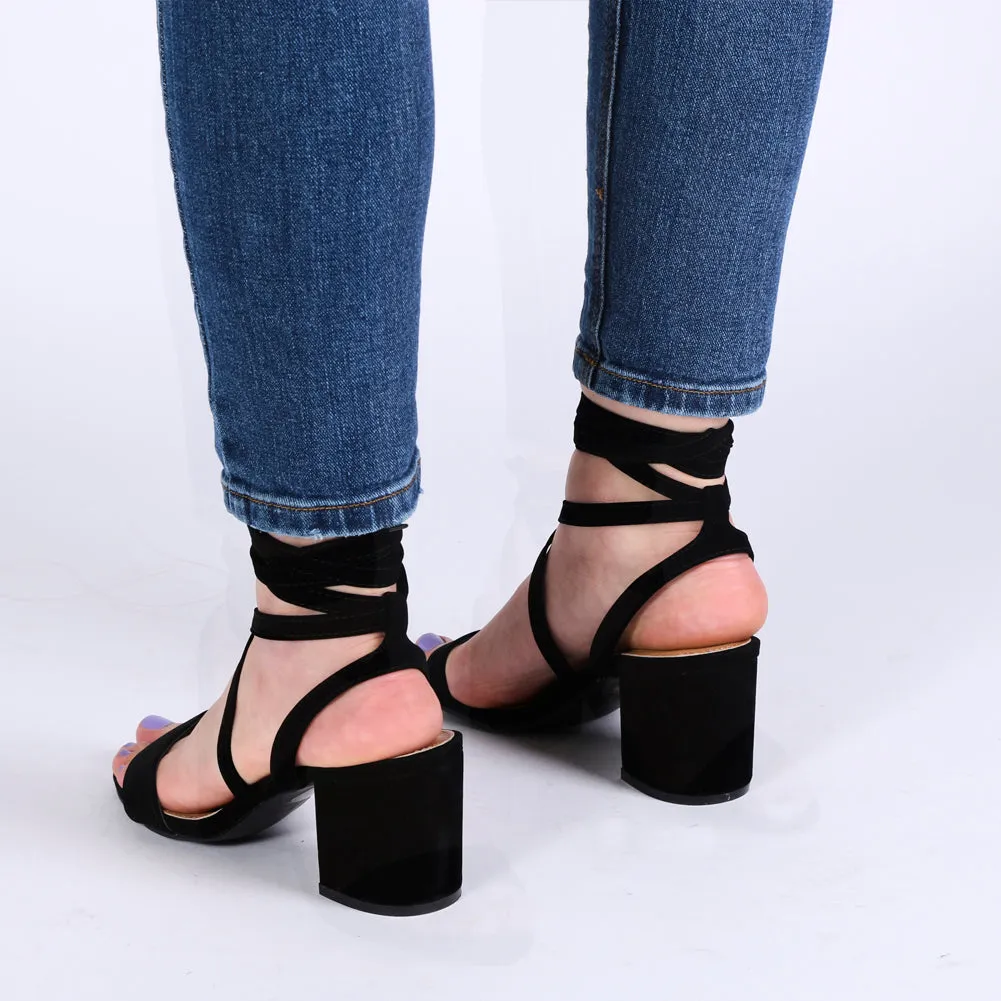 Sophie Heeled Sandals in Black Faux Suede sold by Public Desire product image thumbnail 2