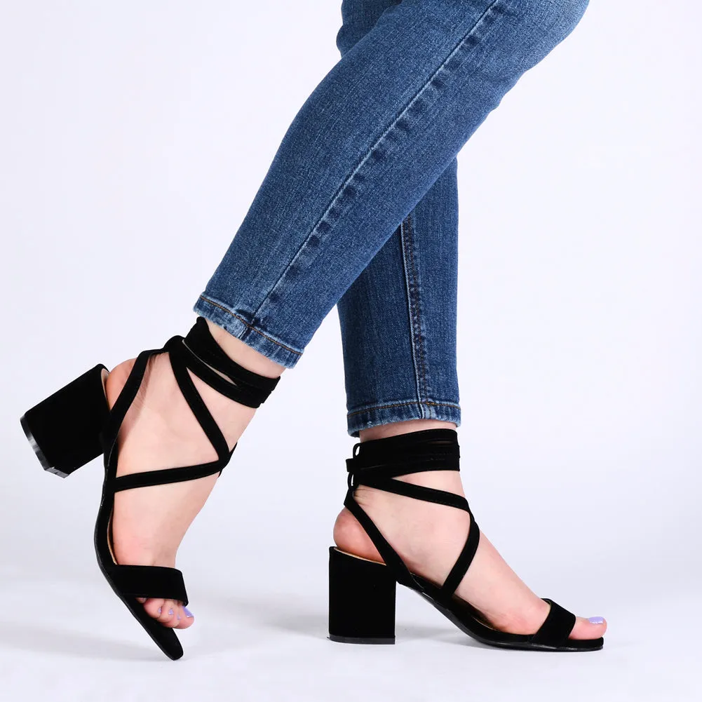 Sophie Heeled Sandals in Black Faux Suede sold by Public Desire product image thumbnail 4