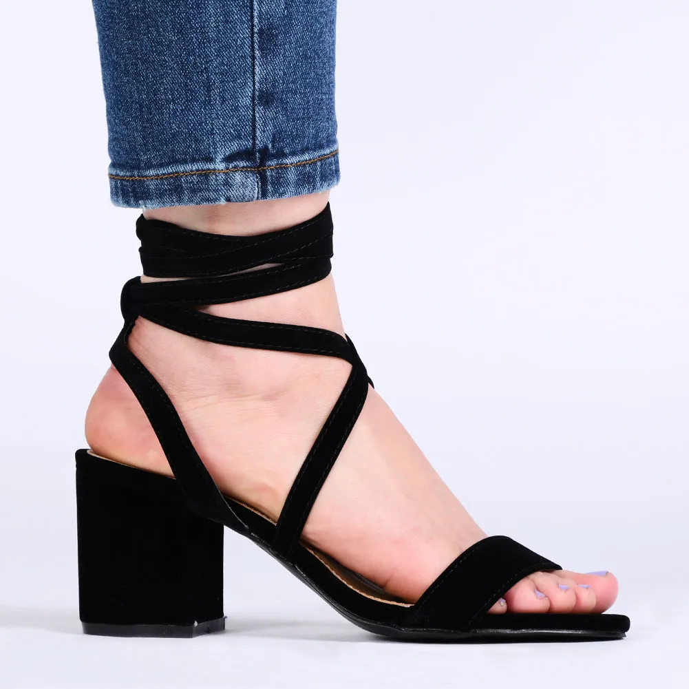 Sophie Heeled Sandals in Black Faux Suede sold by Public Desire product image thumbnail 5