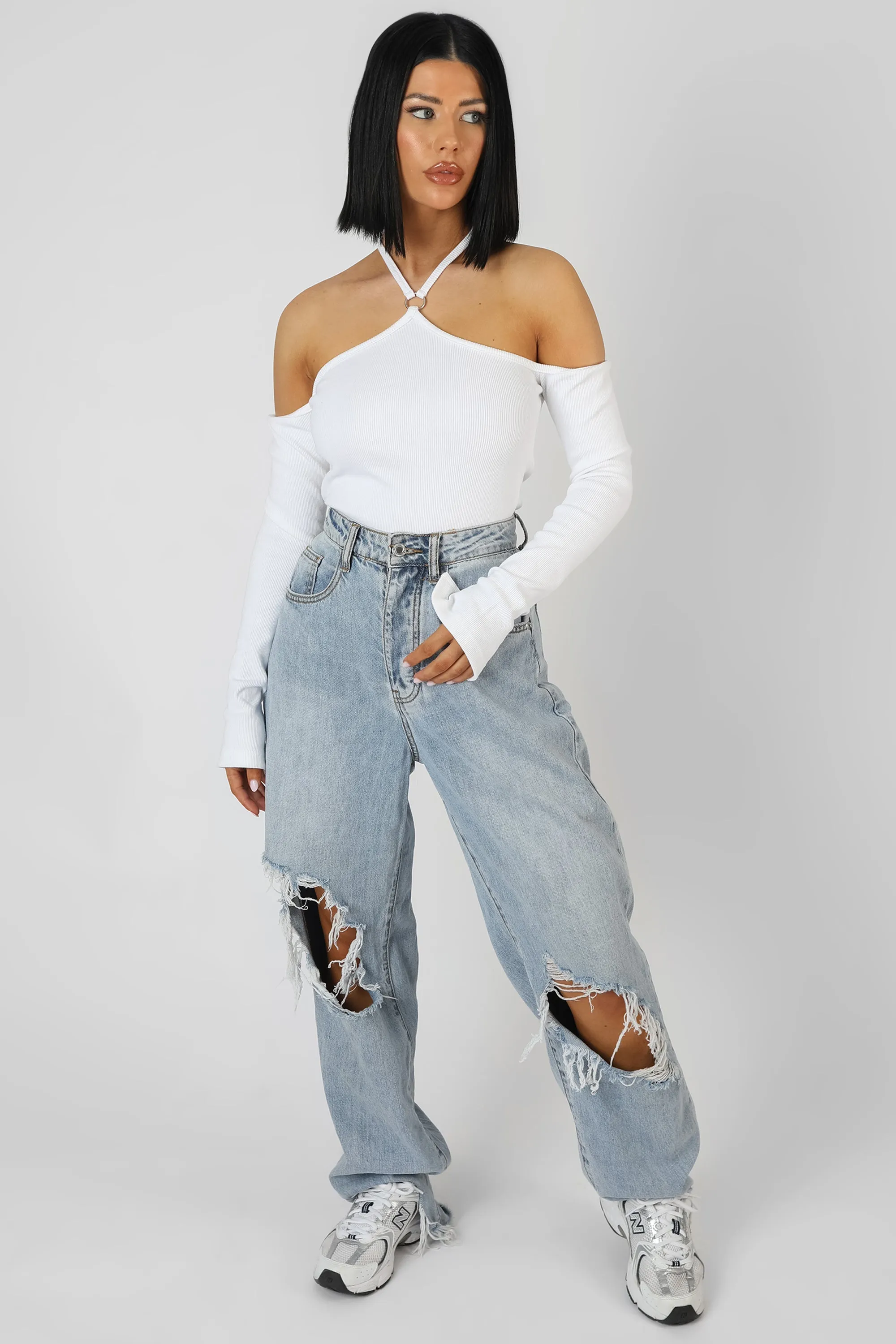 Halterneck Ring Detail Bodysuit Ecru sold by Public Desire product image thumbnail 2