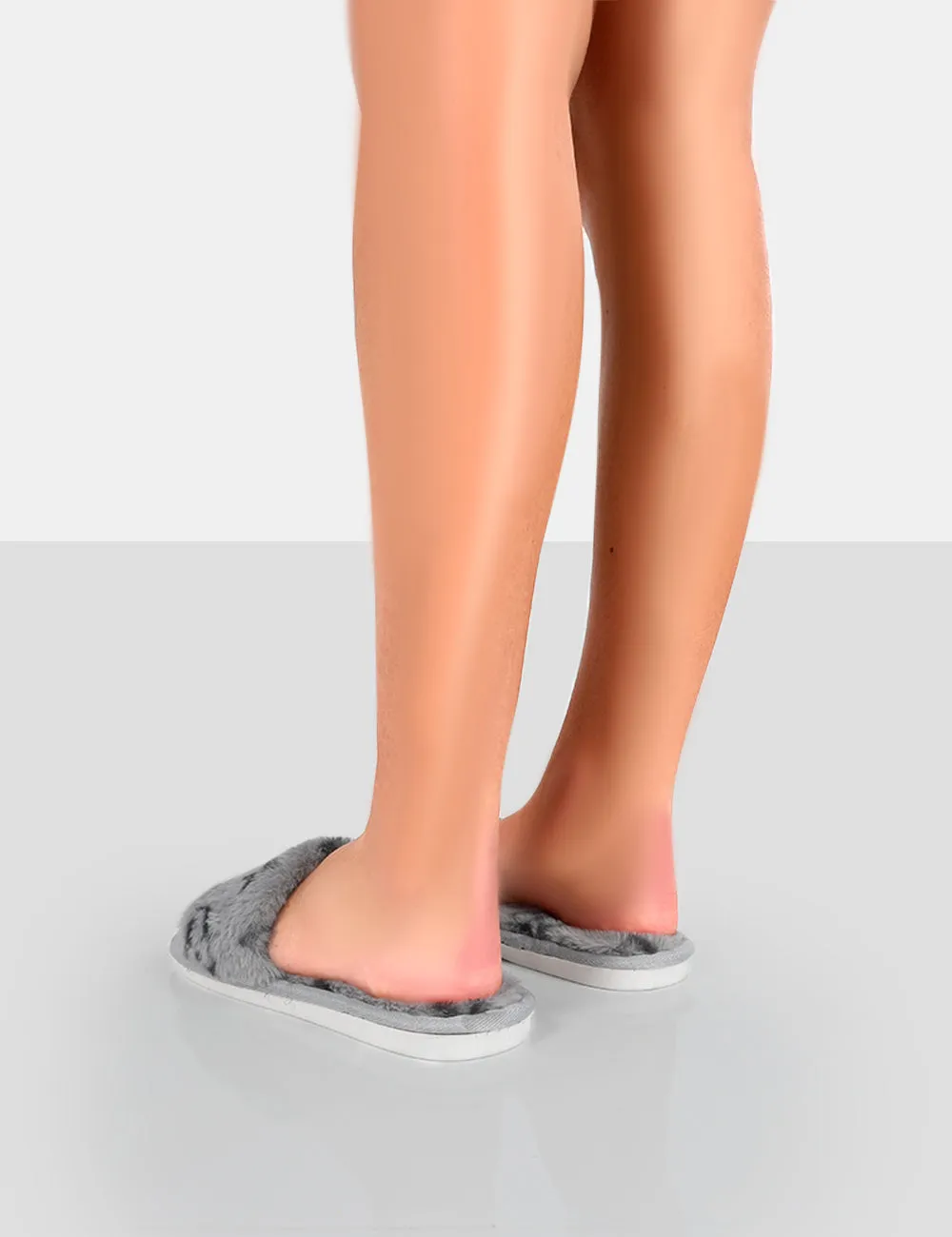 Dopey Grey Pattern Faux Fur Slider Slippers sold by Public Desire product image thumbnail 2