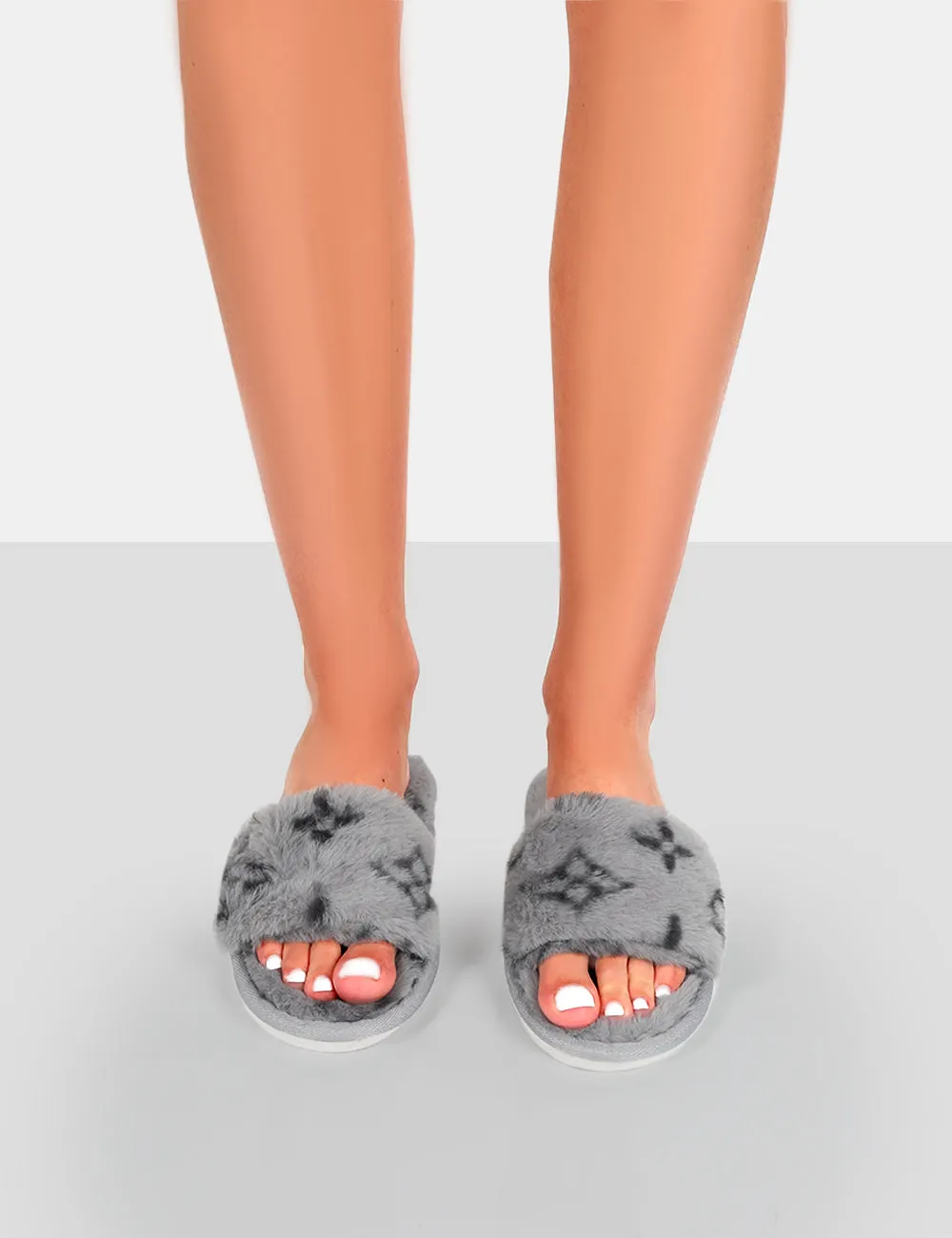 Dopey Grey Pattern Faux Fur Slider Slippers sold by Public Desire product image thumbnail 3