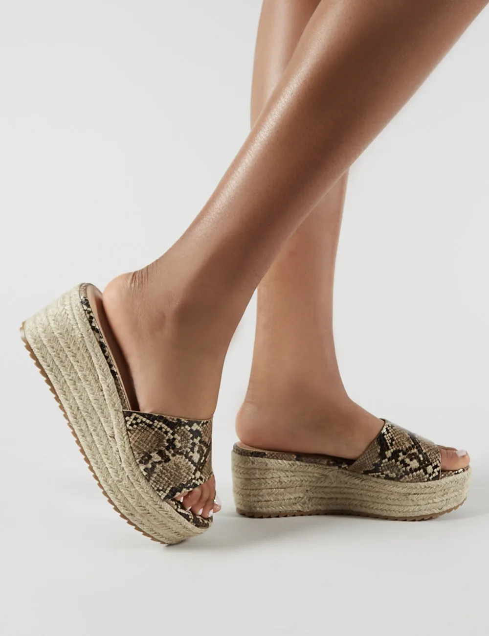 Cami Flatform Espadrille Sliders in Snakeskin sold by Public Desire product image thumbnail 4