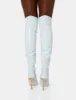 Zhenya White Patent Gold Contrast Stiletto Over The Knee Boots sold by Public Desire