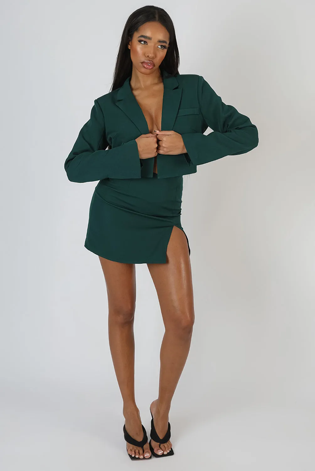 Split Front Mini Skirt Forest Green sold by Public Desire product image thumbnail 5