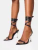 Ultimate Black Lace Up Diamante Encrusted Pointed Toe Stiletto Heels sold by Public Desire
