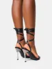 Ultimate Black Lace Up Diamante Encrusted Pointed Toe Stiletto Heels sold by Public Desire