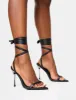 Ultimate Black Lace Up Diamante Encrusted Pointed Toe Stiletto Heels sold by Public Desire