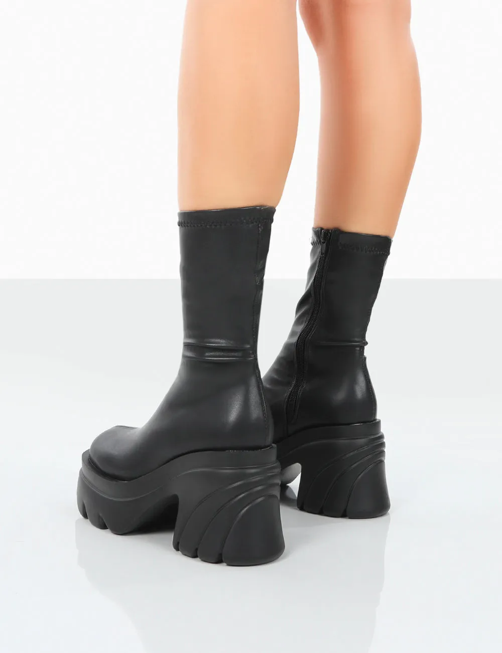 Jennie Black Drench PU Platform Chunky Sole Heeled Ankle Boots sold by Public Desire product image thumbnail 2