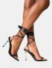 Ultimate Black Lace Up Diamante Encrusted Pointed Toe Stiletto Heels sold by Public Desire