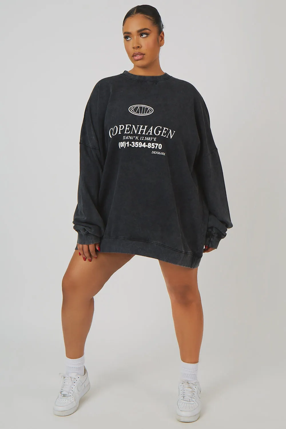 Curve Longline Copenhagen Sweat Acid Wash sold by Public Desire