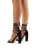 Frankie Wide Fit Black Suede Lace Up Block High Heels sold by Public Desire