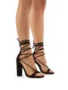 Frankie Wide Fit Black Suede Lace Up Block High Heels sold by Public Desire