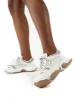 Match White Pu Grey Details Chunky Sole Trainers sold by Public Desire