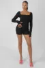 Long Sleeved Ribbed Short Unitard Black sold by Public Desire