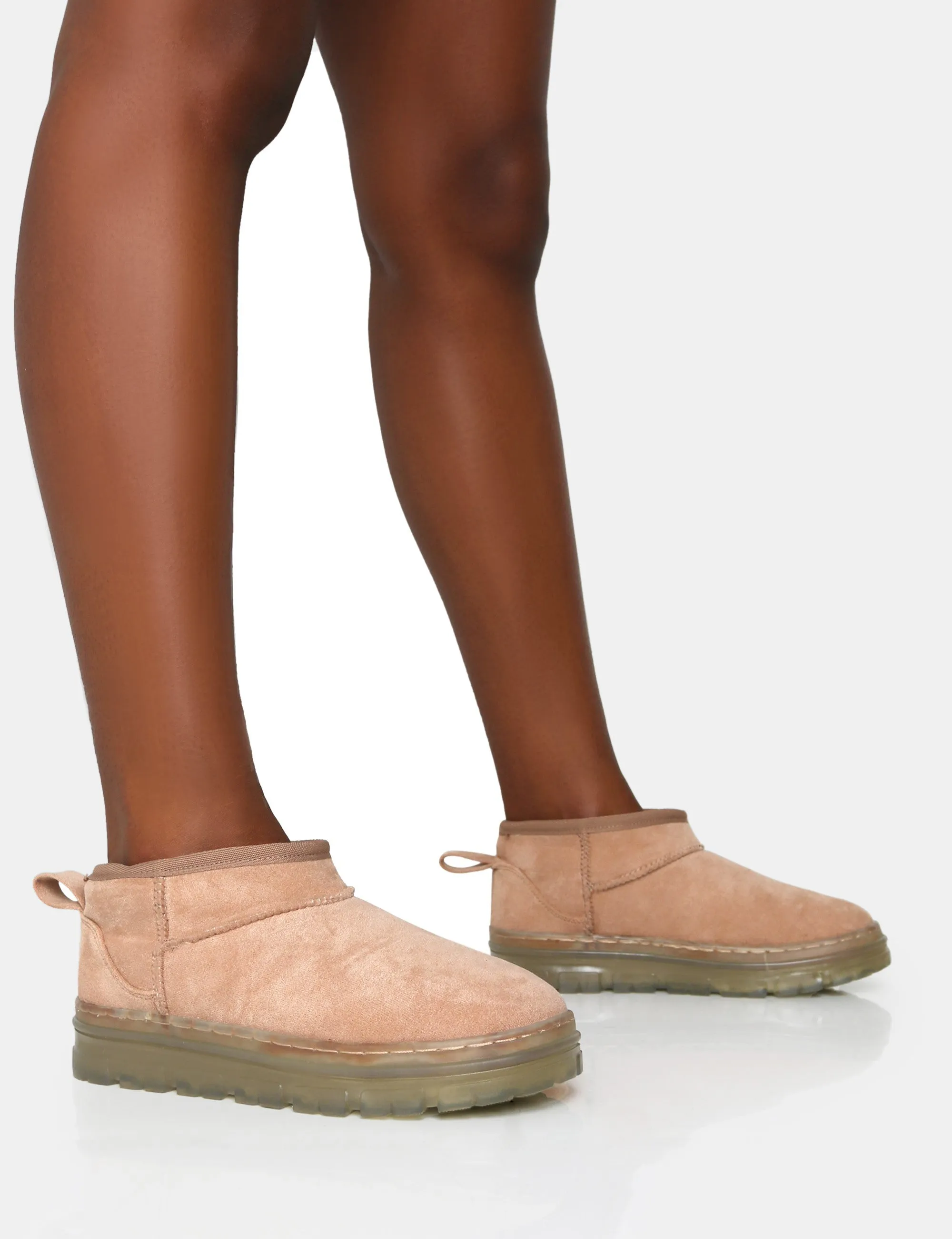 Bambi Beige Faux Suede Ultra Mini Ankle Boots sold by Public Desire