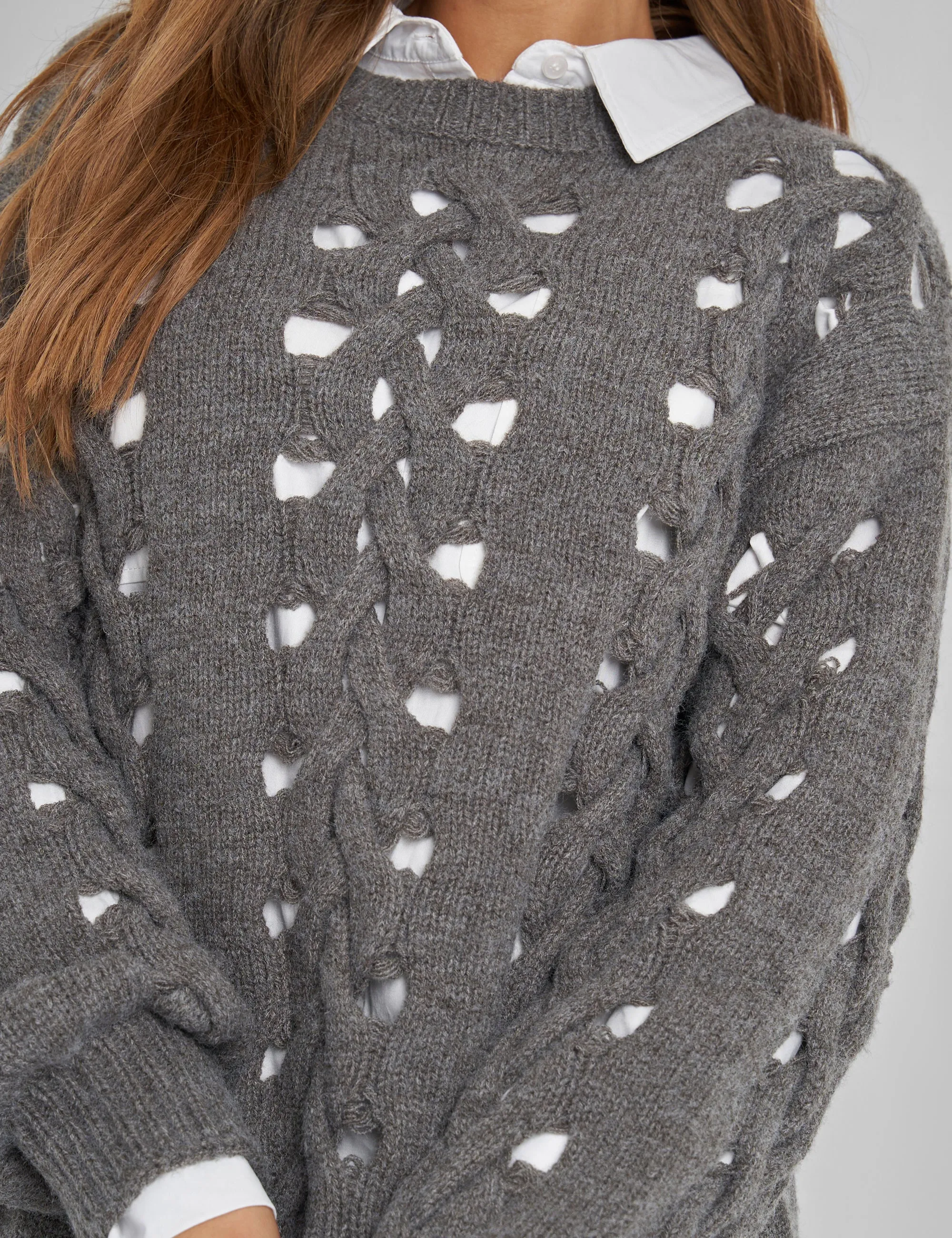 Kaiia Oversized Plaited Jumper in Charcoal sold by Public Desire product image thumbnail 4