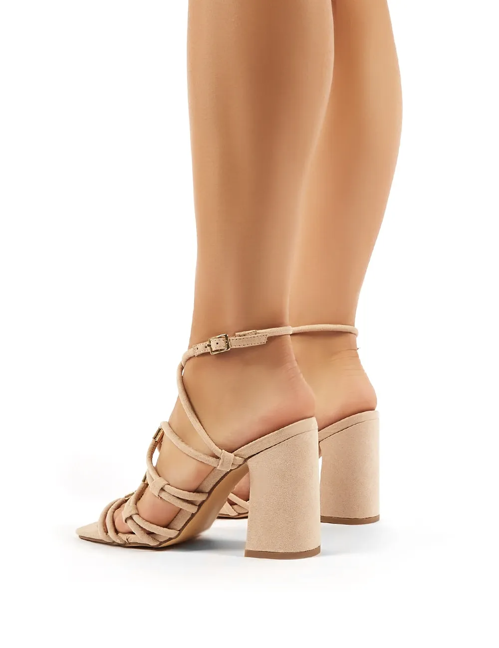 Arabella Nude Faux Suede Strappy Block High Heels sold by Public Desire product image thumbnail 3