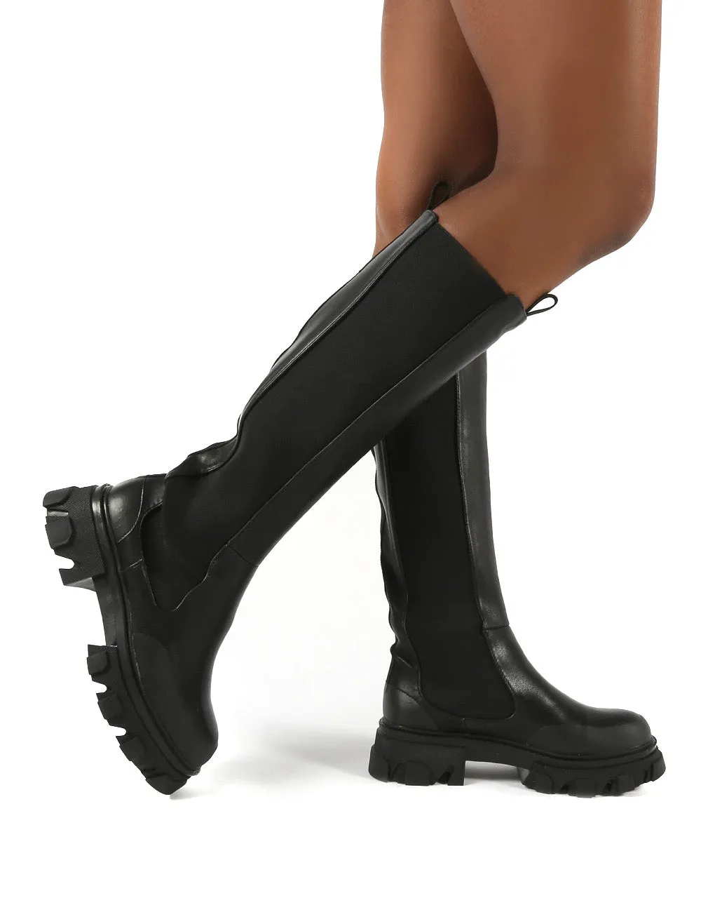 Monique Black Chunky Sole Knee High Boots sold by Public Desire product image thumbnail 4