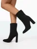 Bridget Black Nylon Pointed Toe Block Heeled Ankle Boots sold by Public Desire