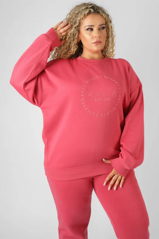 Curve Tonal Embroidery Sweatshirt Coral sold by Public Desire