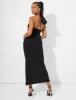 Ruffle Detail Deep Plunge Maxi Dress in Black sold by Public Desire