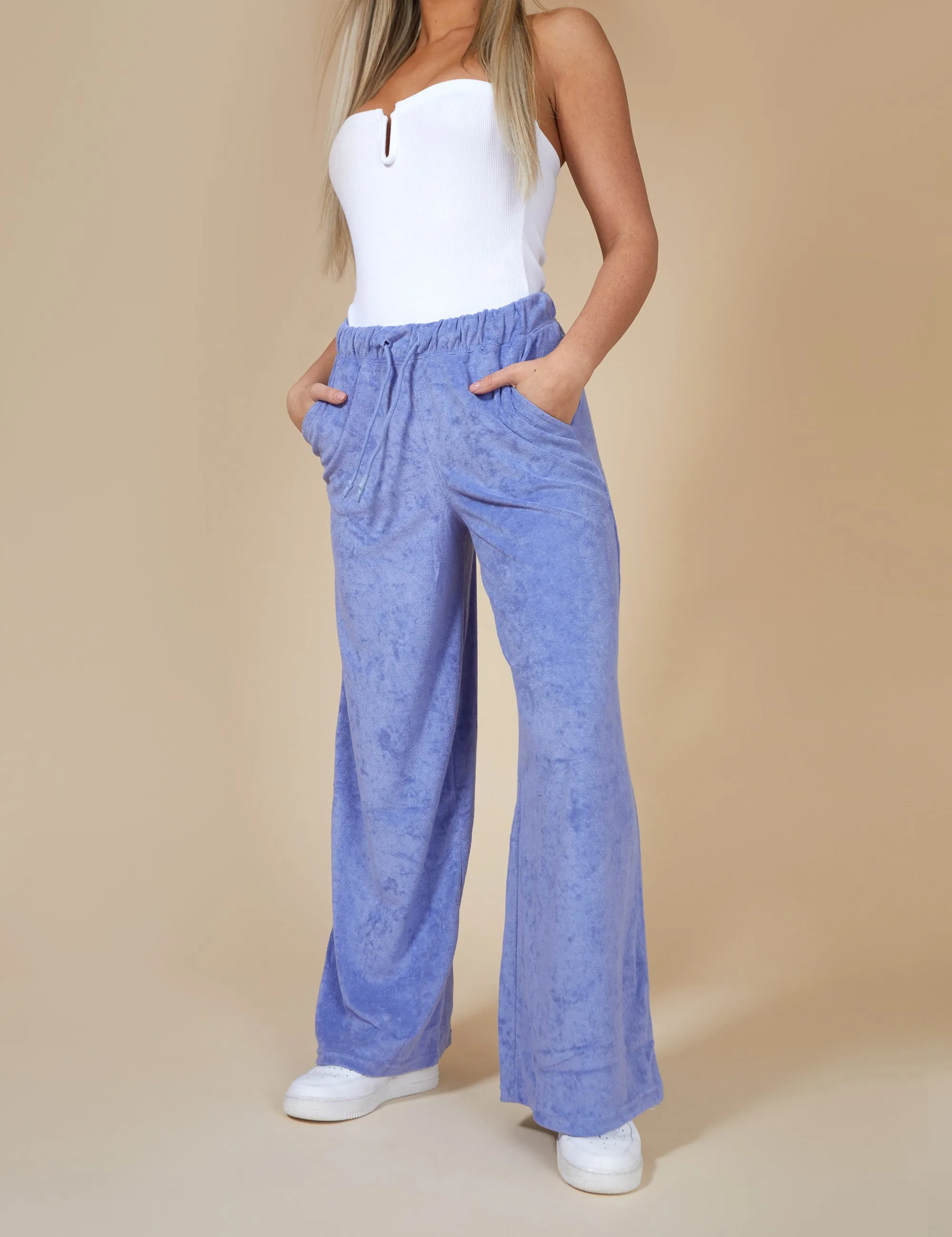 Towelling Wide Leg Joggers Purple sold by Public Desire product image thumbnail 3