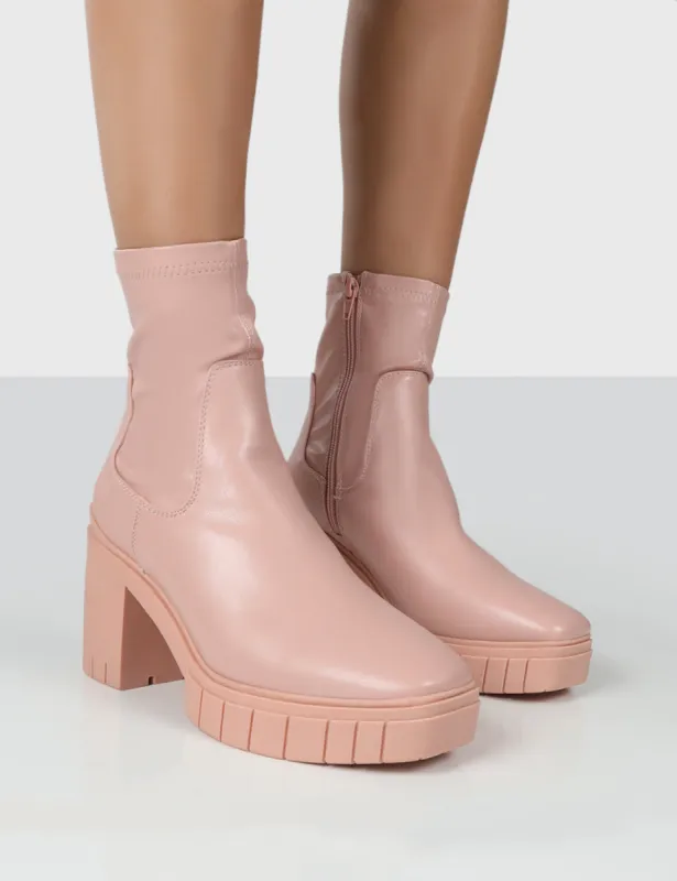 Obstacle Pink Platform Chunky Heeled Ankle Boots sold by Public Desire